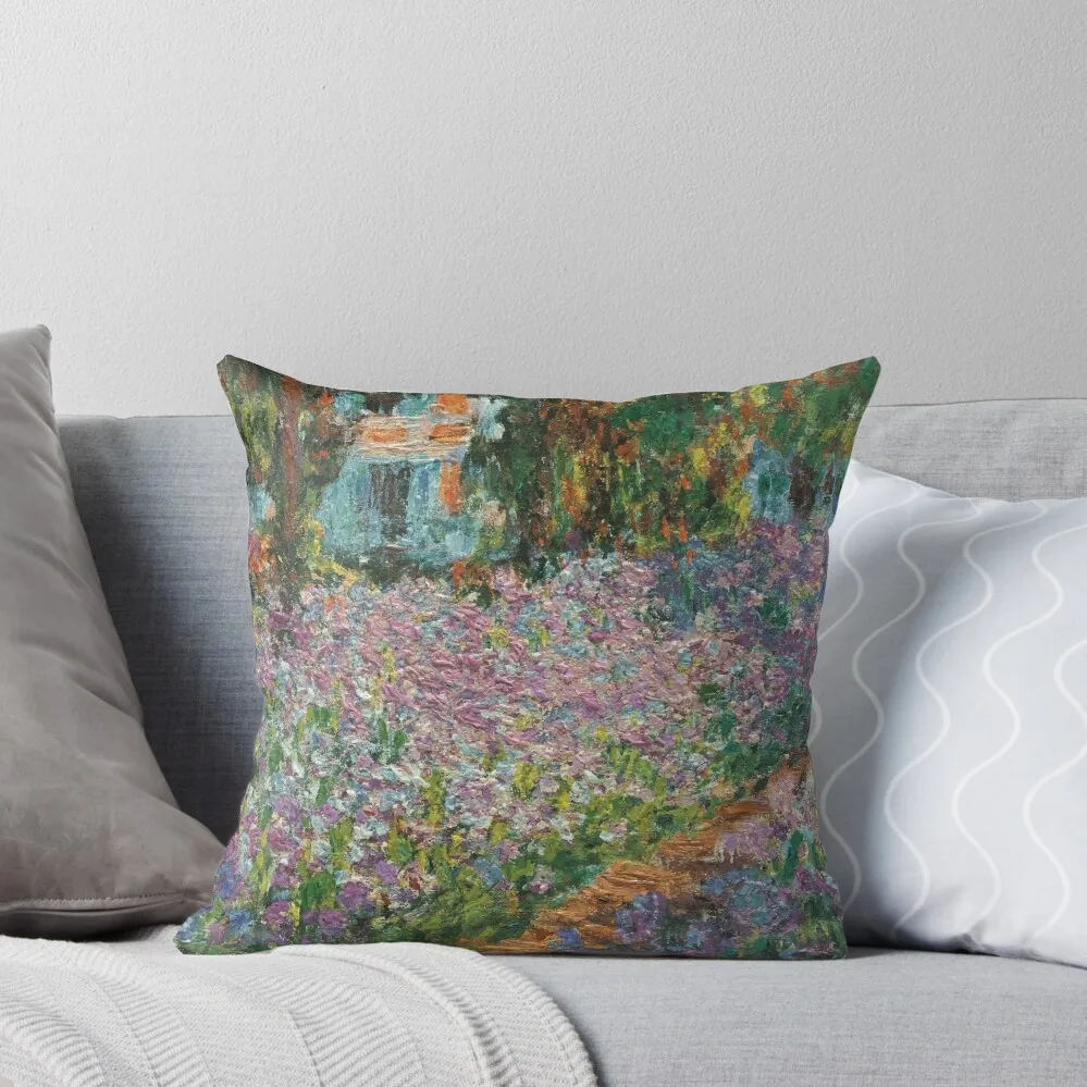 Claude Monet Irises in Monet's Garden Throw Pillow bed pillows Sofas Covers pillow