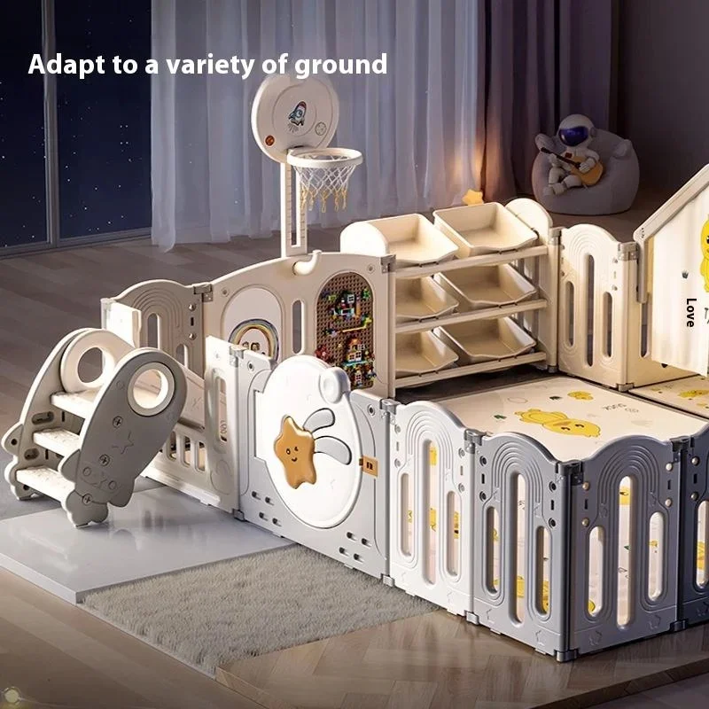 Modern Design Indoor Playpen, Plastic Safety Fence for Home with Protective Railing for Babies and Play Mat