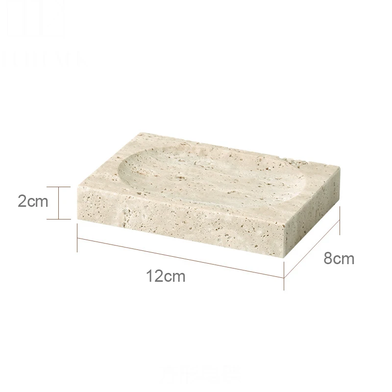 Beige Travertijn Badkamerset Natuurlijke Marmeren Zeepdispenser Rietverspreider Tissue Box Lade Badkameraccessoires