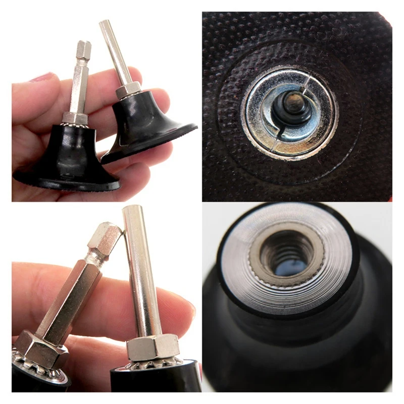 2-Zoll-Scheibenpad-Halter mit 1/4 Zoll Schaft, runder Sechskant für Bohrer, Stabschleifer, Polieren, Schnellwechsel-Schleifscheiben