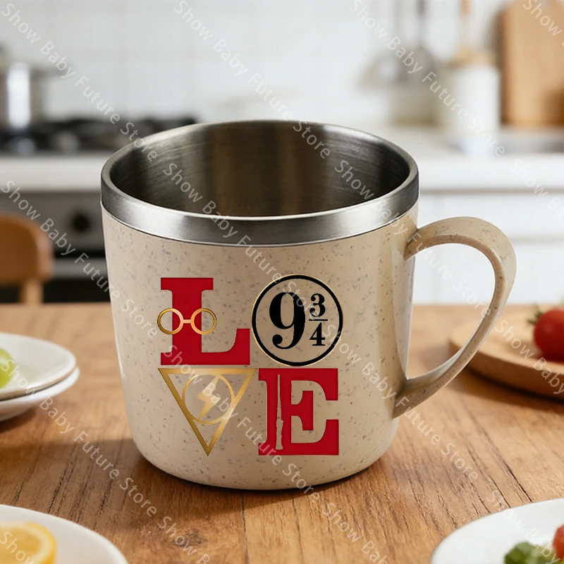 New Cartoon Harrys Potters 304 Stainless Steel Mouth Cup Anime Kawaii Coffee Milk Water Mug Household Anti-scalding Camping Cups view 5