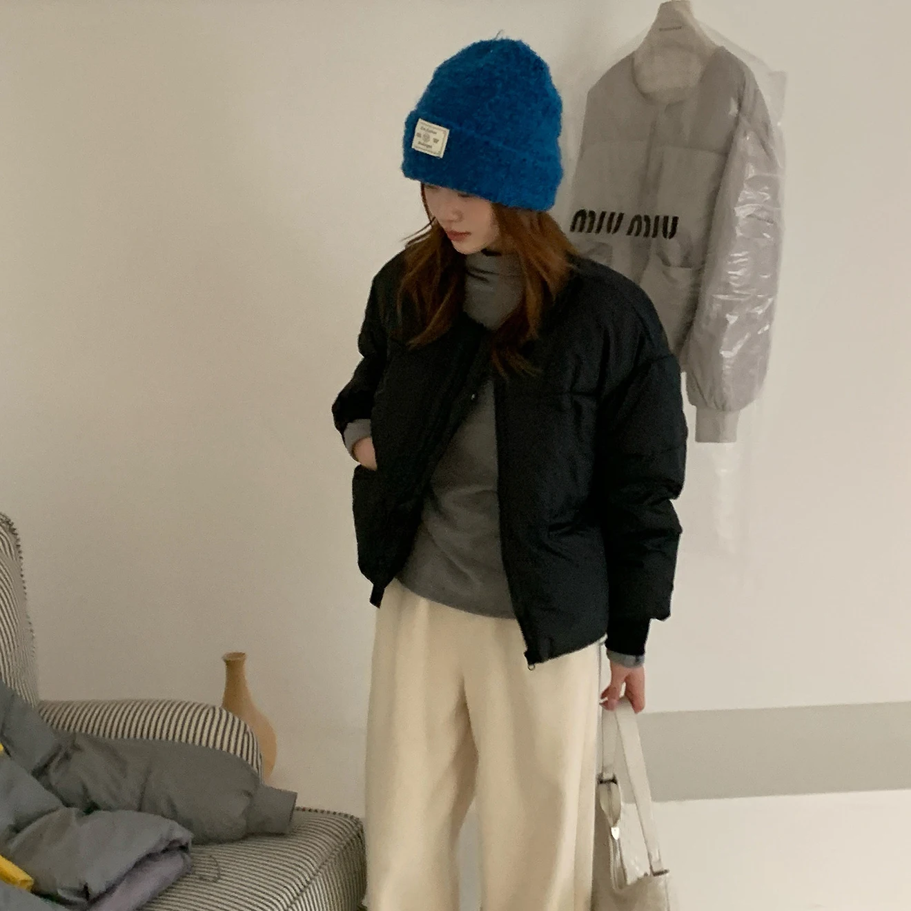 Winter Round Neck Cotton Jacket For Women Korean Casual Fashion Thicken Coat New Arrival Solid Color Simple Warm Overcoat