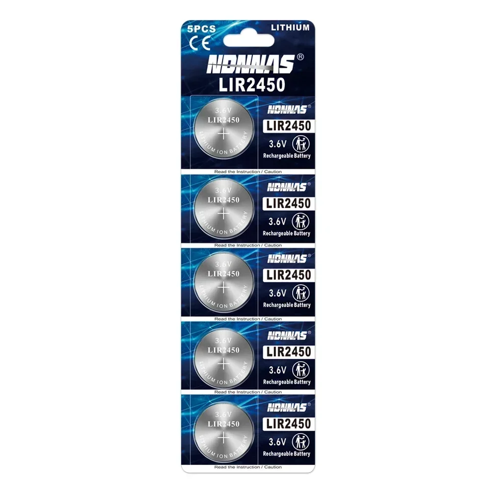 2-100PCS LIR2450 Wiederaufladbare Knopfbatterie 3,6 V Langlebige Lithium-Knopfzelle Für CR2450 Ersatzbatterie