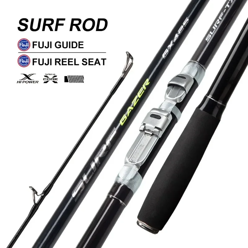 High quality upgraded version saltwater surf fishing rod 3 sections fuji accessories 40T high carbon surfcasting surf rod