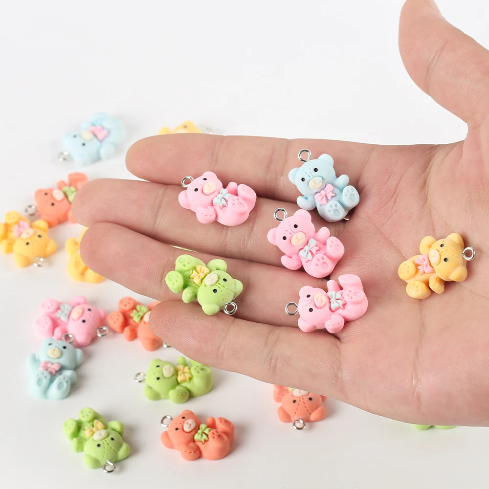 10Pcs Cute Bear Flat Back Resin Cabochons Scrapbooking DIY Jewelry Making Craft Decoration Accessories