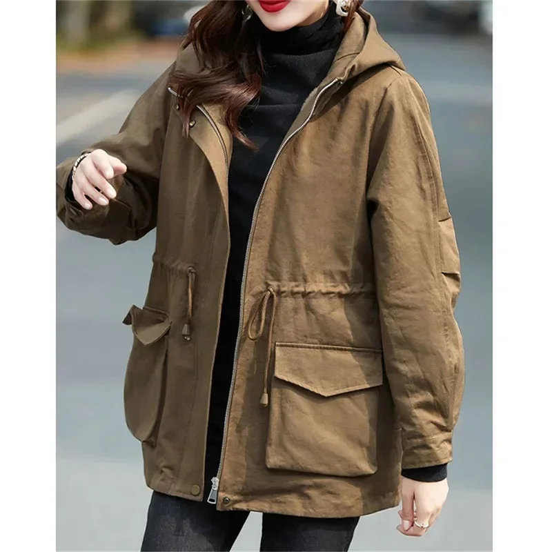 

Pop Pop Autumn Windbreaker Jacket 2025 Vintage Women Parka Clothes Long Coat Winter Wool Liner Hooded Jacket Thick Warm Padded P