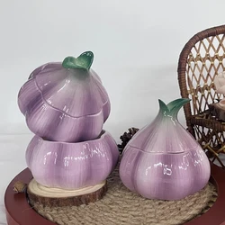 Purple Onion Ceramic Candy Jar Luxury Storage Kitchen Home Decoration Ceramic Onion Modeling Storage Jar Kitchen Tableware