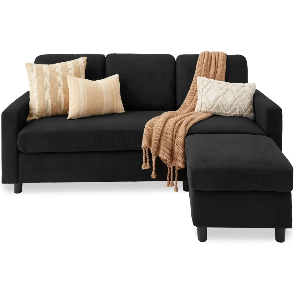 Upholstered Sectional Sofa for Home Apartment Dorm Bonus Room Compact Spaces w/Chaise Lounge