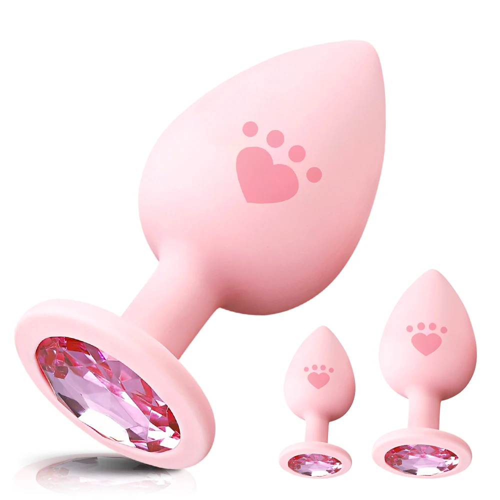 Tapón Anal para adultos, juguetes sexuales para mujeres y hombres, tapón Anal de silicona, 3 tamaños para masturbador principiante, entrenador Anal con diamante Unisex
