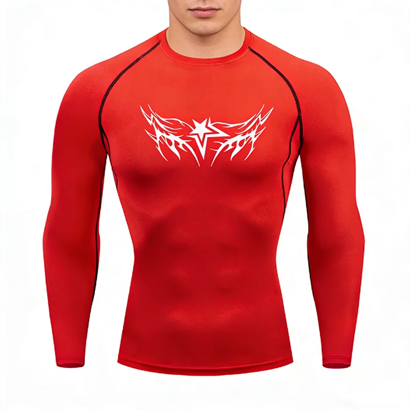 الجري للربيع والخريف للرجال، قمصان رياضية مضغوطة للياقة البدنية للرجال، تي شيرت سريع الجفاف، ملابس رياضية للتدريب في صالة الألعاب الرياضية، قمصان جيرسي #3
