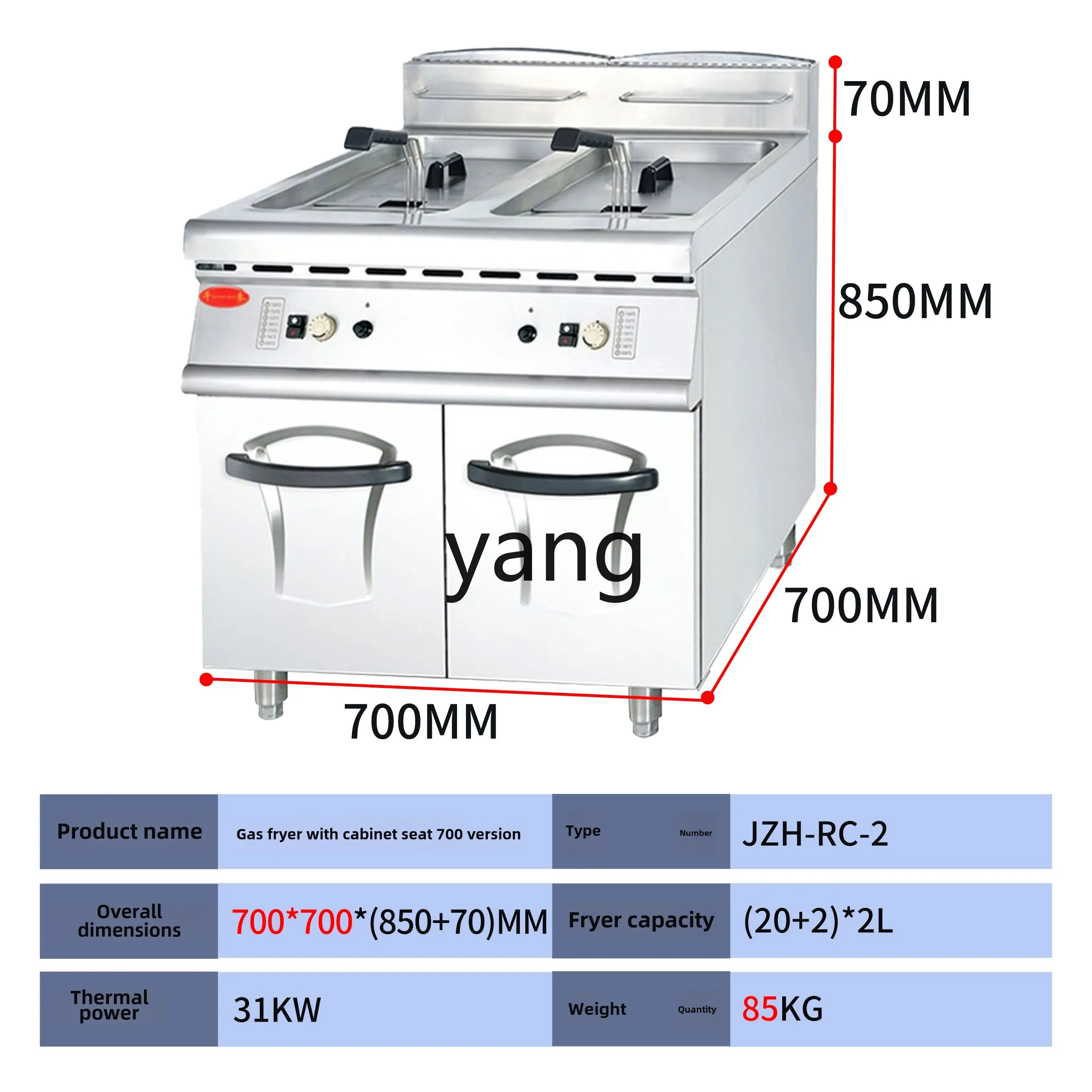 Friggitrice verticale a doppio cilindro a gas CX con blocco armadio Friggitrice commerciale con forno combinato di lusso di grandi dimensioni