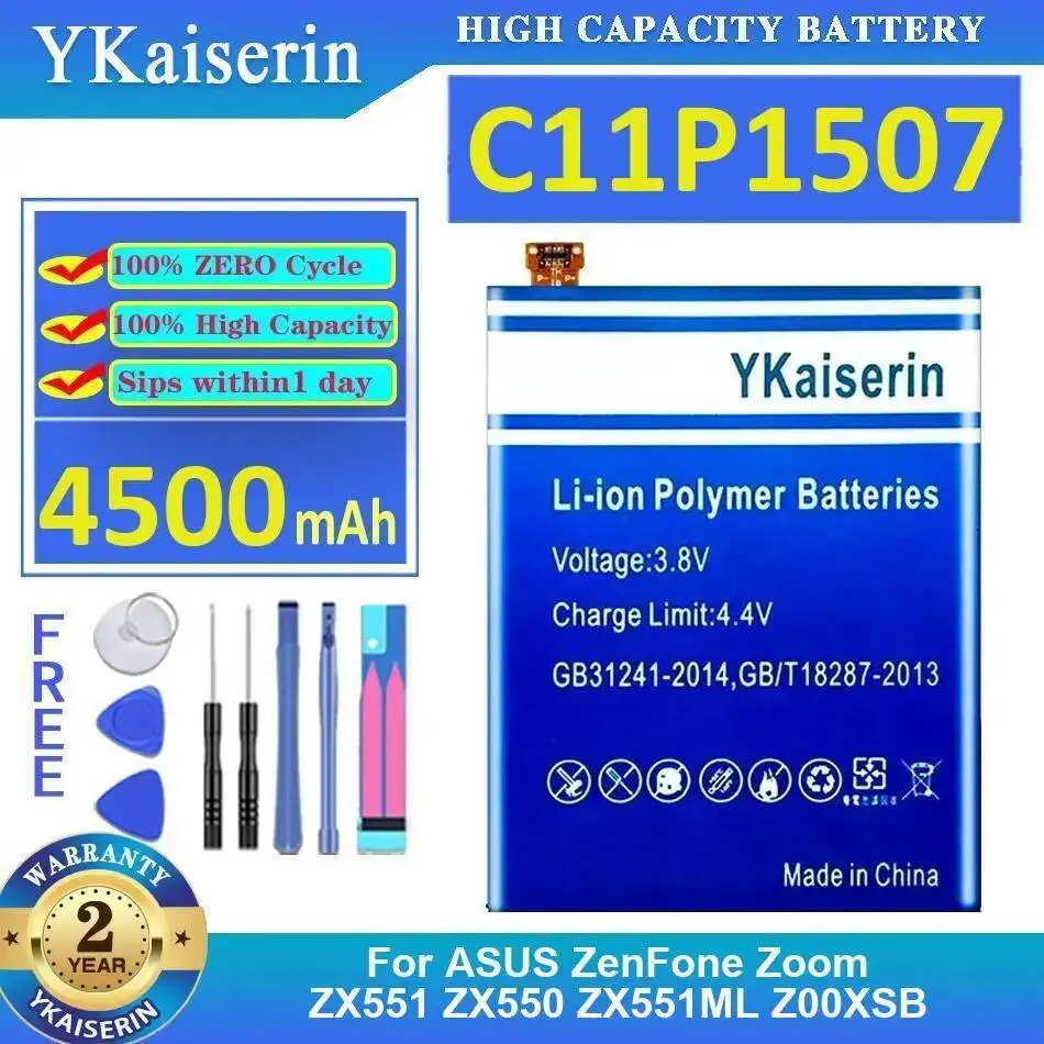 

C11P1507 For Asus Zenfone Zoom ZX551 ZX550 ZX551ML Z00XSB Mobile Phone Battery 4500Mah Long Lasting
