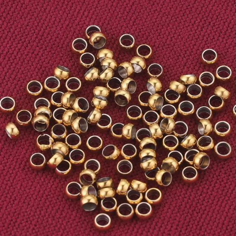 50Pcs 1.5 2 2.5 3mm Stainless Steel Ball Stopper Crimp End Beads Positioning Spacer Beads for DIY Jewelry Making Bracelets