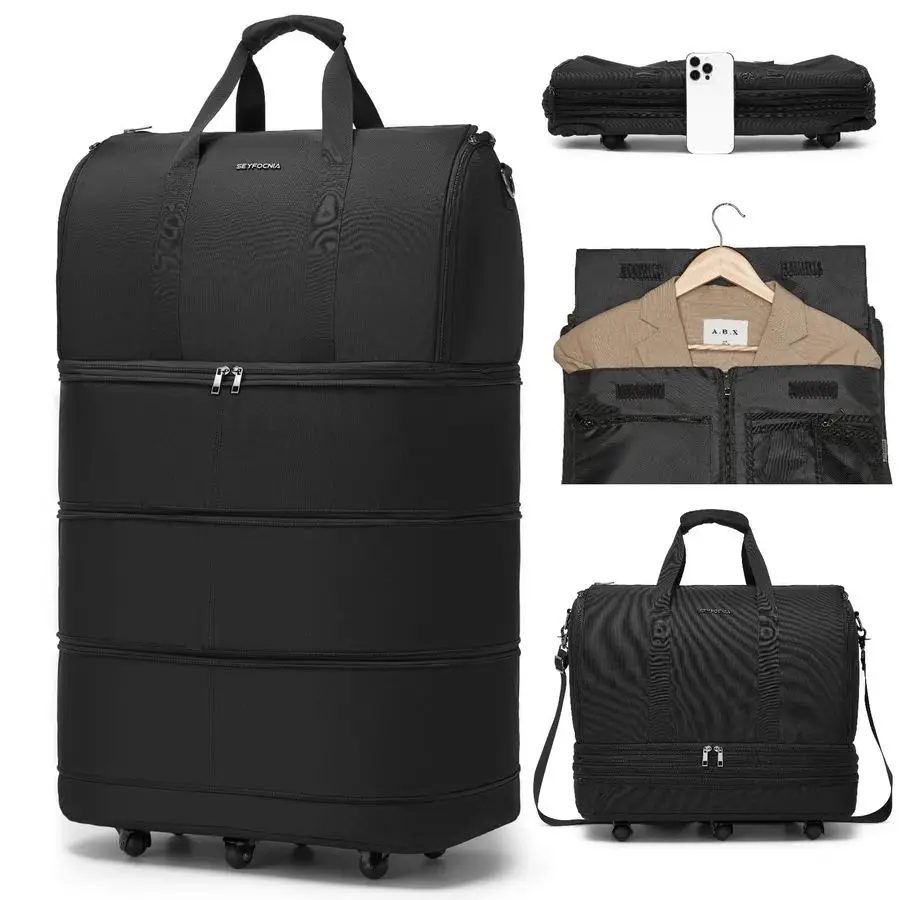 

Rolling Garment Bags, Large Rolling Duffle Bag with Wheels Convertible Travel Garment Bag for Men Women Carry On Garment Bag for