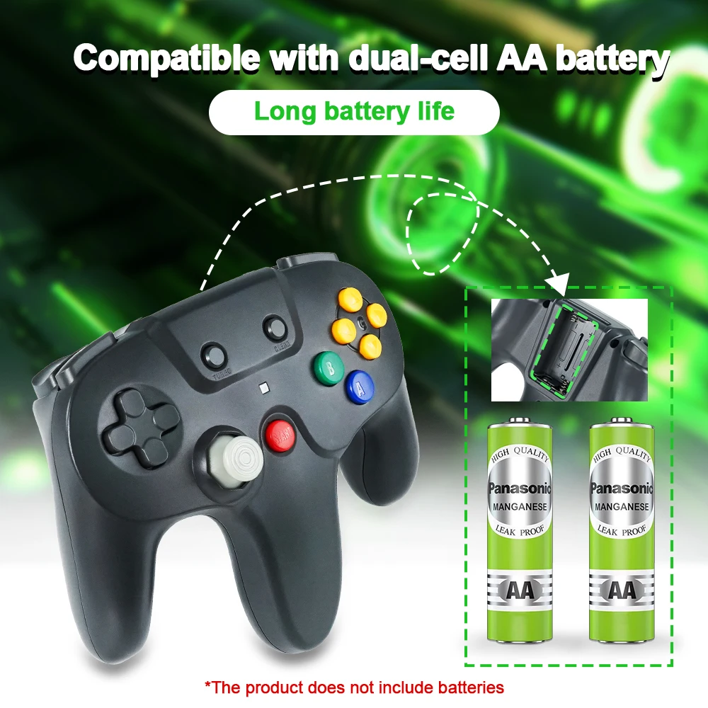 For N64 Gamepad Wireless N64 Controller with 2.4GHz Connection Compatible with All N64 Consoles