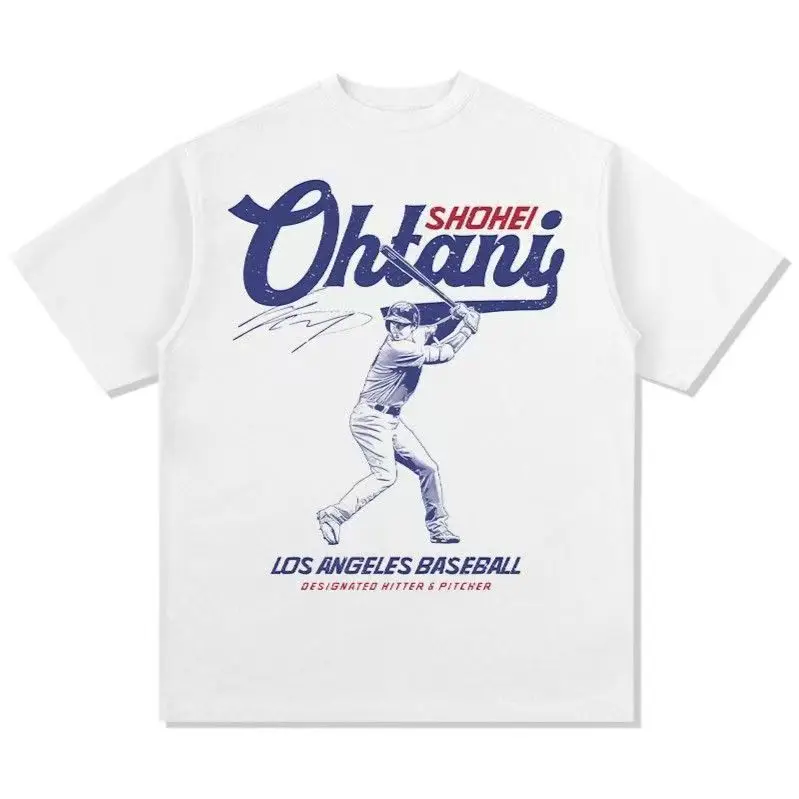 (220g Pure Cotton T-Shirt) Shohei Ohtani T-shirt Mens S-4XL Blue Baseball Sports T-Shirt