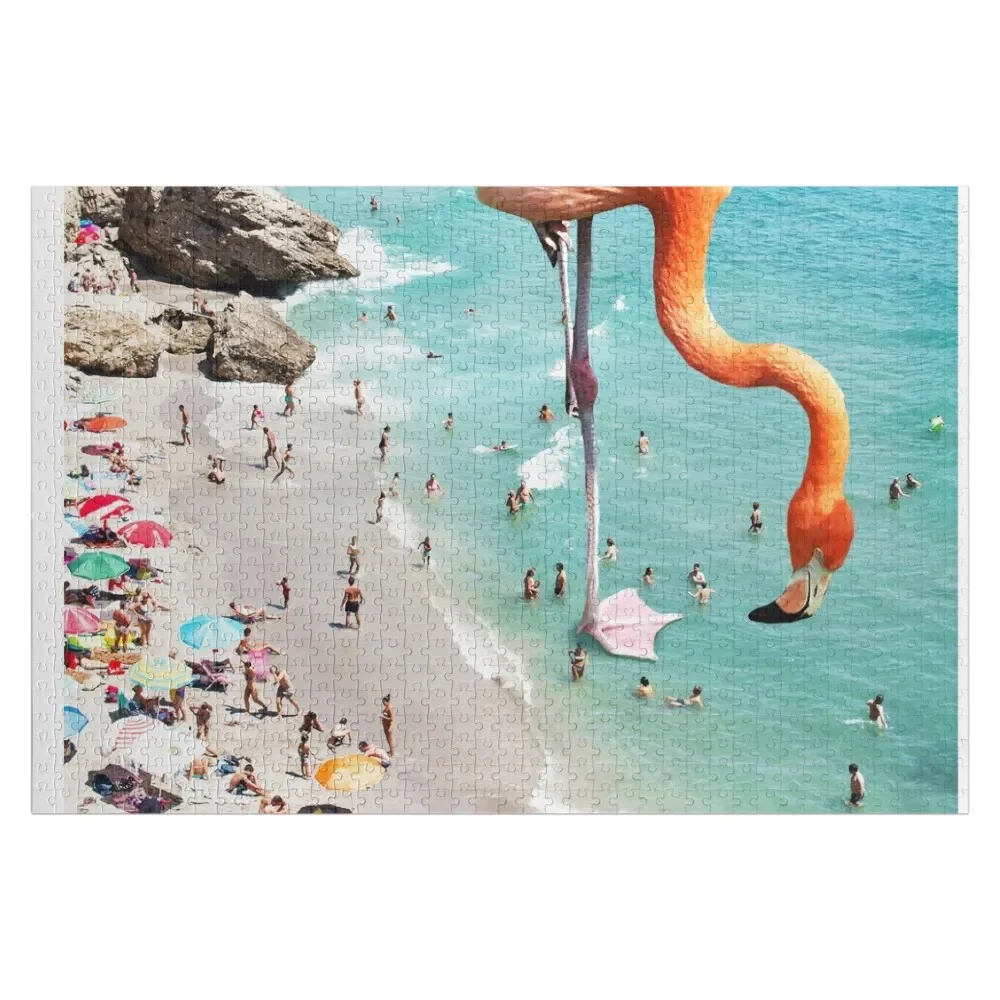 

Flamingos on the Beach, Wildlife Surrealism Birds, Nature Flamingo Fantasy Beach Summer Photography Jigsaw Puzzle