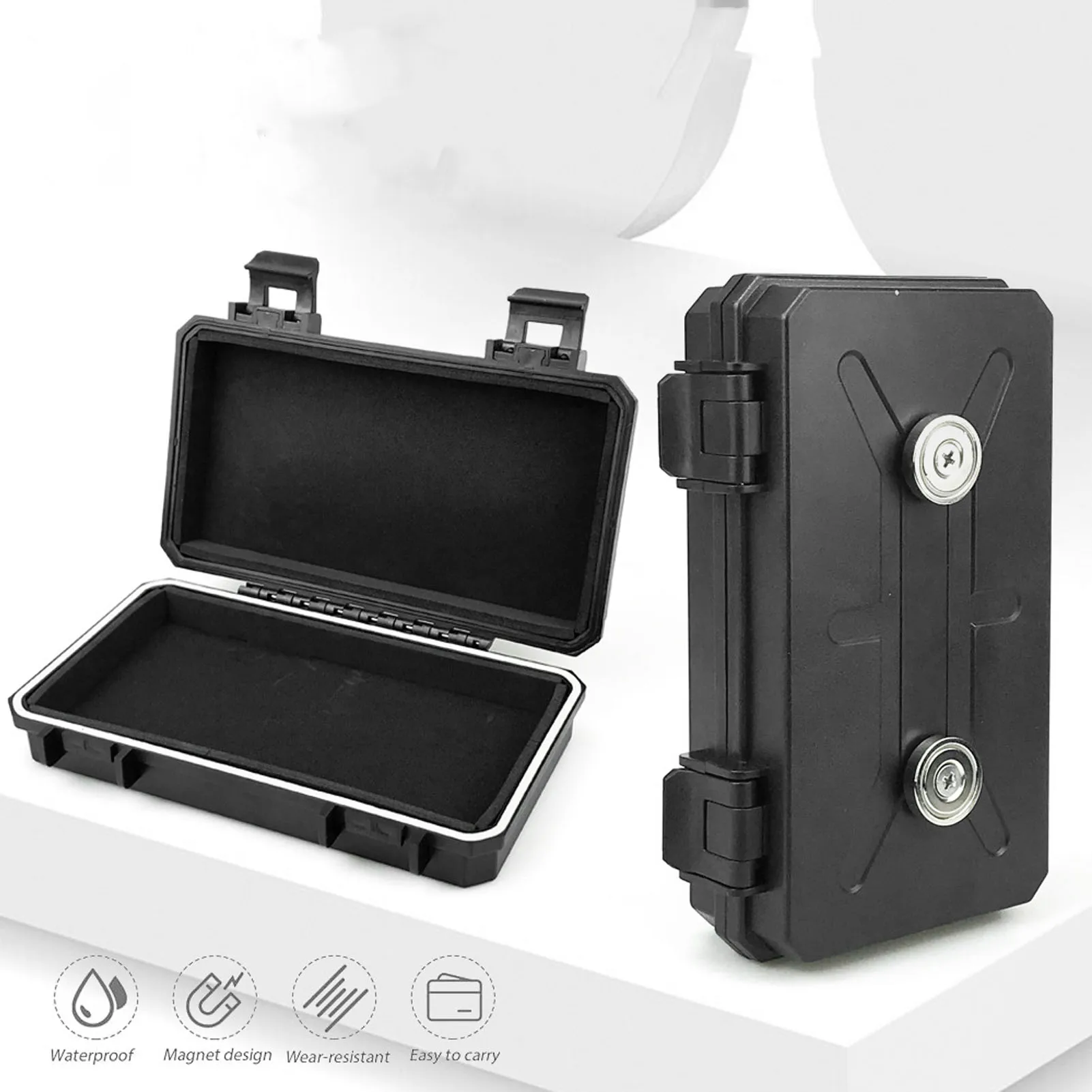 

Under Car Tool Organizer Large Capacity Magnetic Key Box ABS Housing 2 Strong Magnets Water Wind Proof for Spare Door Car Keys