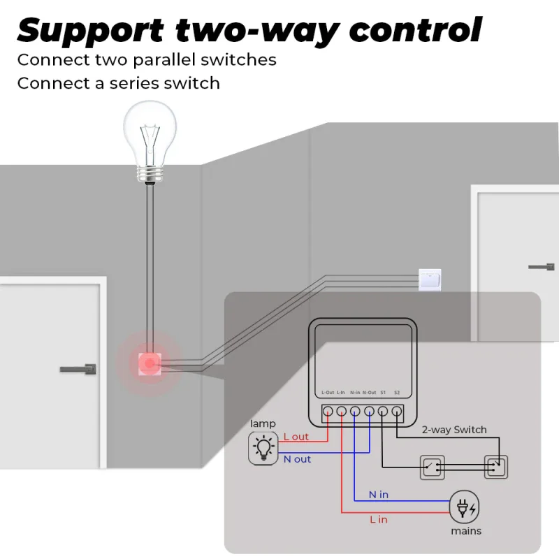 16A Tuya MINI Wifi Switch 2-way DIY Relay Smart Life APP Wireless Remote Control Smart Home For Alexa Google Home Yandex Alice