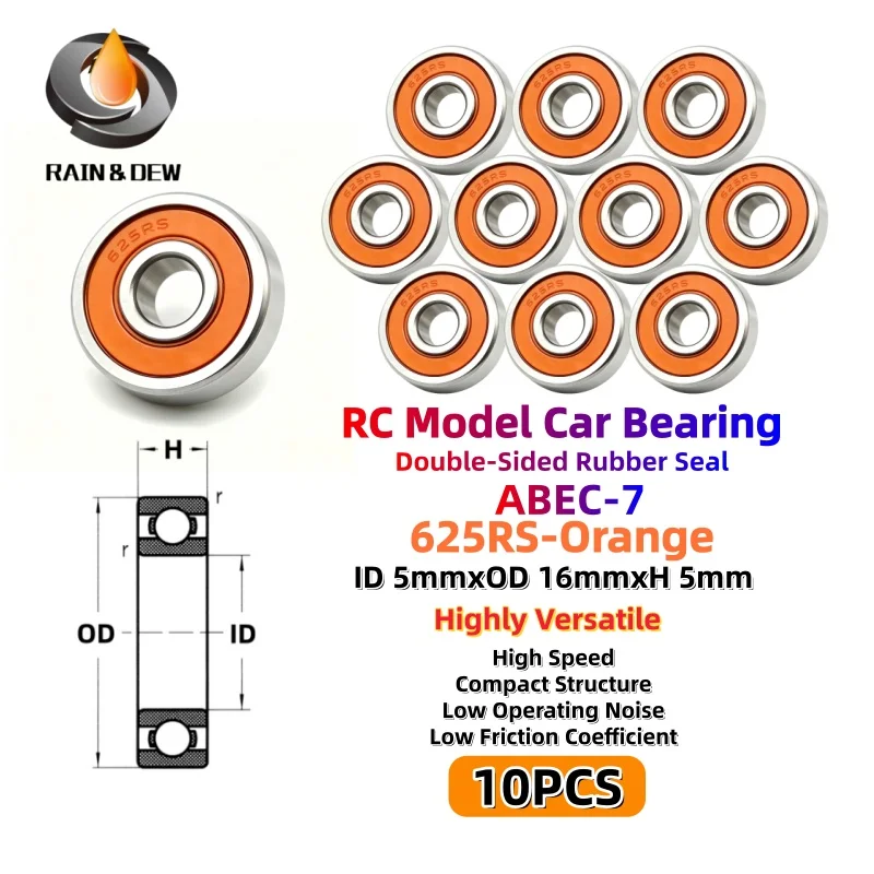10PCS MR105RS 5X10X4mm Miniature Ball Bearing ABEC-7 608RS 625RS 6700RS 6701RS 6702RS 686RS 688RS MR115RS MR128RS For RC Motor