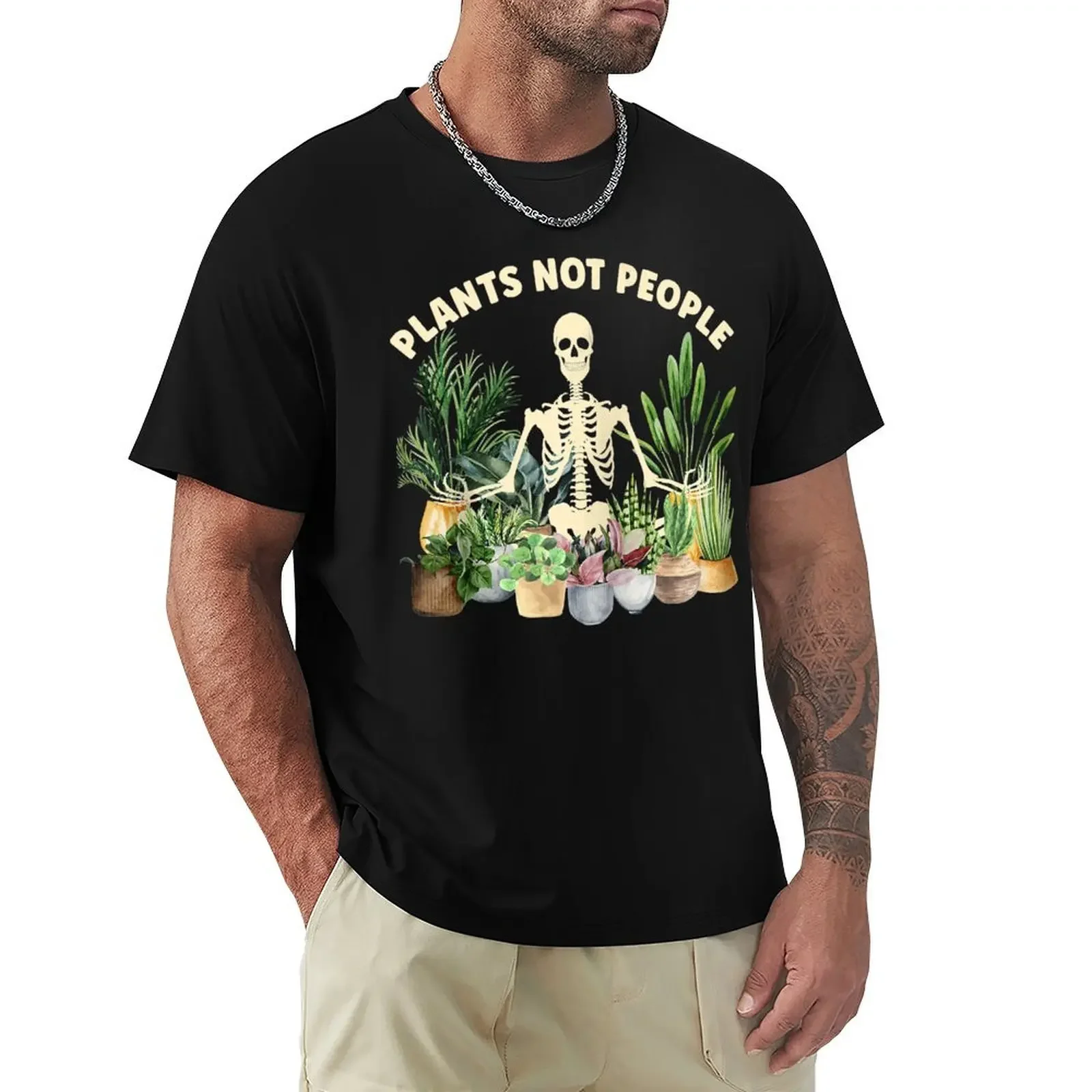 

Plants Not People Funny Skeleton Meditation Plant Lover Zip Hoodie T-Shirt tees oversizeds men t shirt