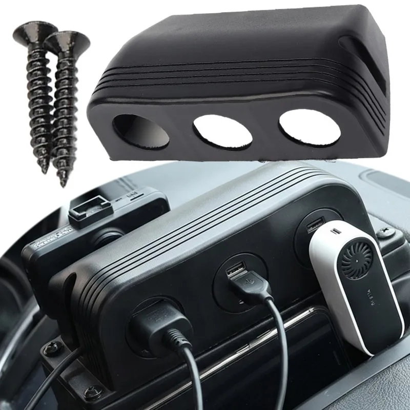 

Car Modified Tent Base Socket Dual Hole ABS Power Outlet Panel for 12V Devices Universal Installation for RV Truck Car Interior