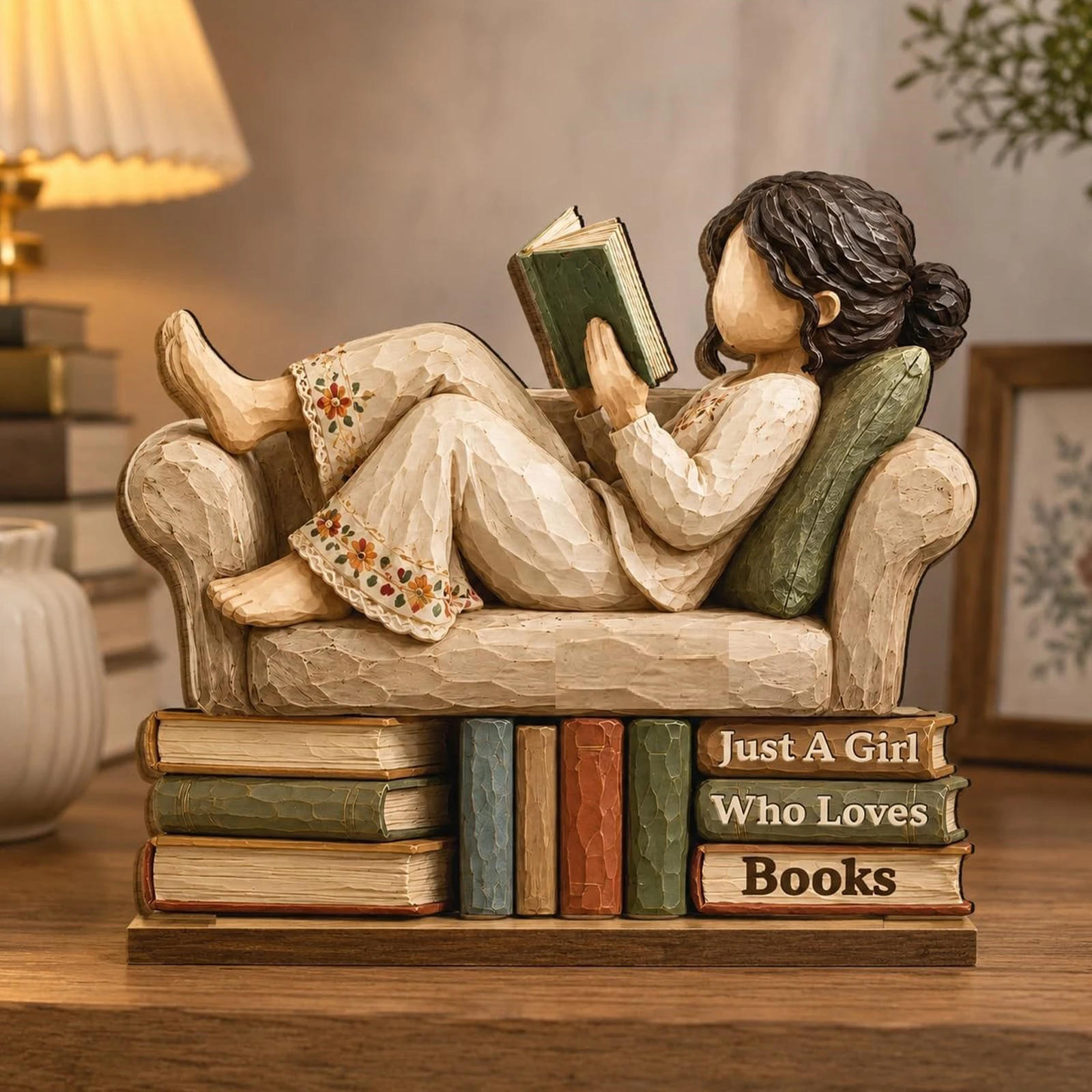 Engraved Book Lover Plaque Double Layer Multilayer Wood Cut Reading Corner Desk Shelf Sign Gift
