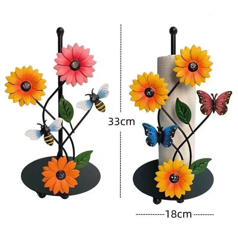 Kitchen Decorative Accessories RoomLiving Room Butterfly 3D Paper Towel Holder Metal Art Sunflower Paper Towel Holder 6