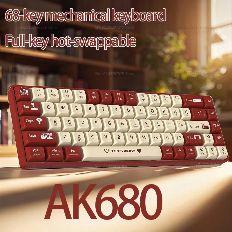 AK680 لوحة المفاتيح الميكانيكية السلكية الألعاب الساخن مبادلة مريحة 68 مفاتيح E-sport Office Type-C ملحقات الكمبيوتر المحمول ألعاب هدية