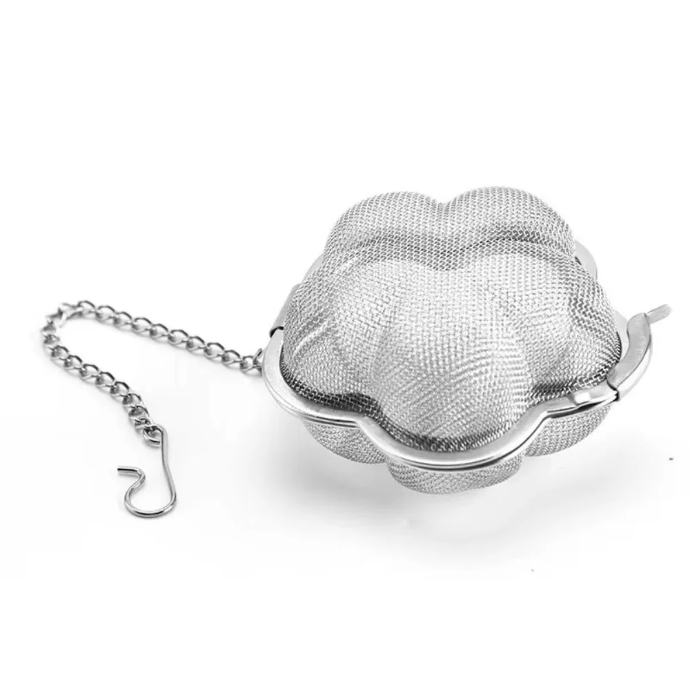 Flower Shape Tea Infuser Ball Stainless Steel Reusable Loose Leaf Tea Strainer Fine Mesh with Extended Chain Hook Tea Strainer
