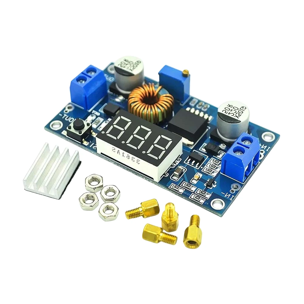 5A 75W XL4015 DC-DC Step Down Power Module with LED Voltmeter for Reliable Voltage Regulation in Electronics Projects