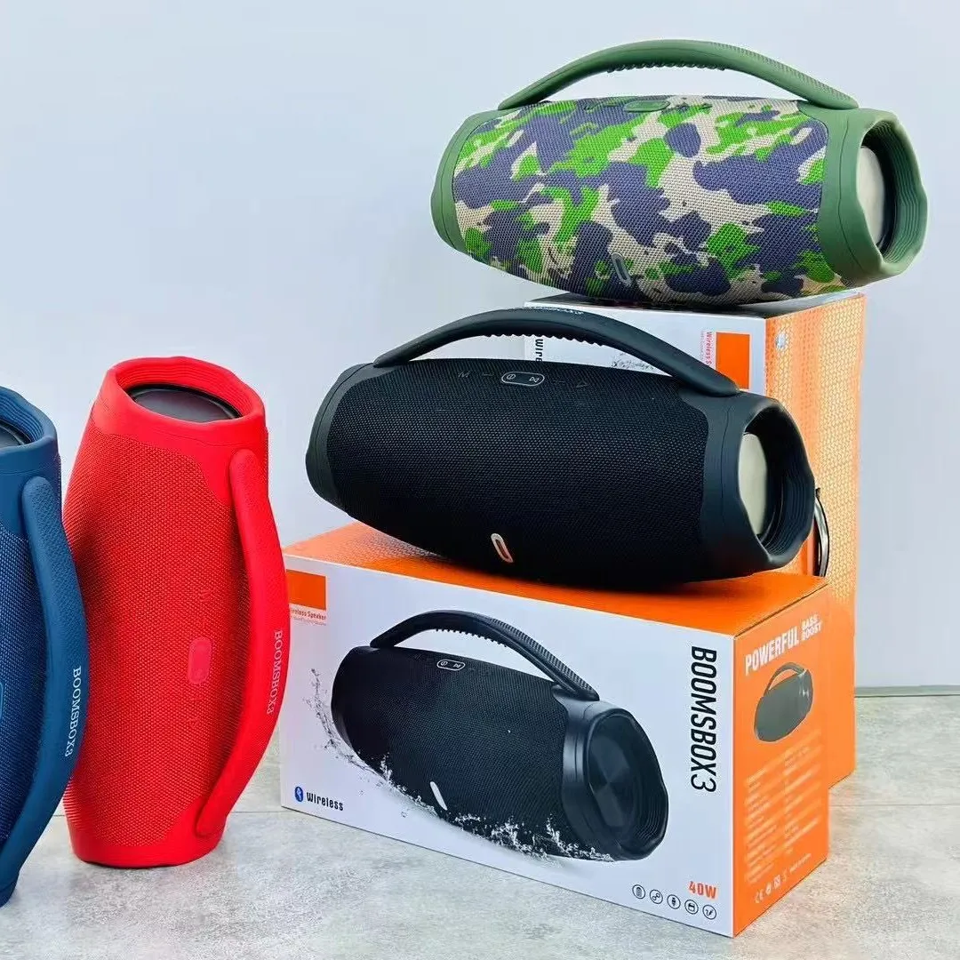 Outdoor Subwoofer Speaker 40W BOOMBOX 3 High Power Wireless Bluetooth Speaker Party Music Center Portable Heavy Bass