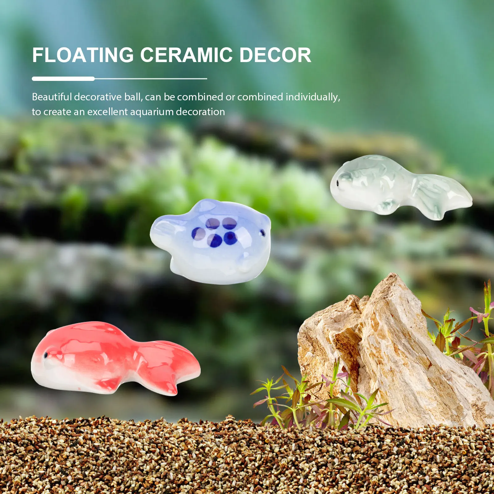 

3Pcs Ceramic Goldfish Decor Floating Fish Tank Adorn Creative Cartoon Design Aquarium Supplies Fish Tank Decors