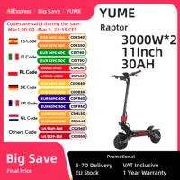 YUME Raptor 6000W Dual Motor Electric Scooter Adult Foldable Off-road Electric Scooter 60V-30AH Max Speed 85KM/H Max Range 100KM