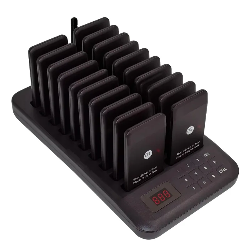Wireless Restaurant Pager System 20 Buzzers Queue Paging System Waiter Call for Coffee Fast Food Restaurant