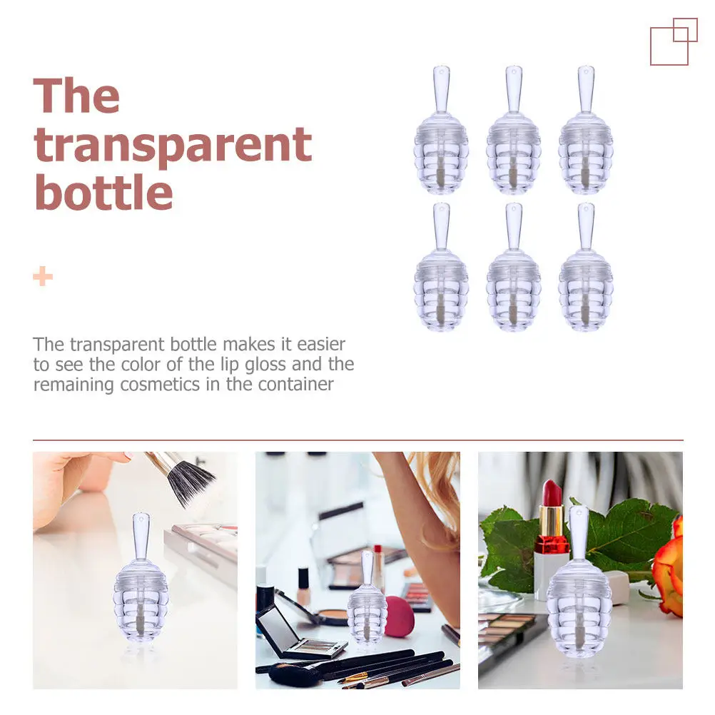 6 tubos transparentes para brillo labial con acabado de panal, envases vacíos para bálsamo labial, para rubor líquido, corrector, lápiz labial, reutilizables