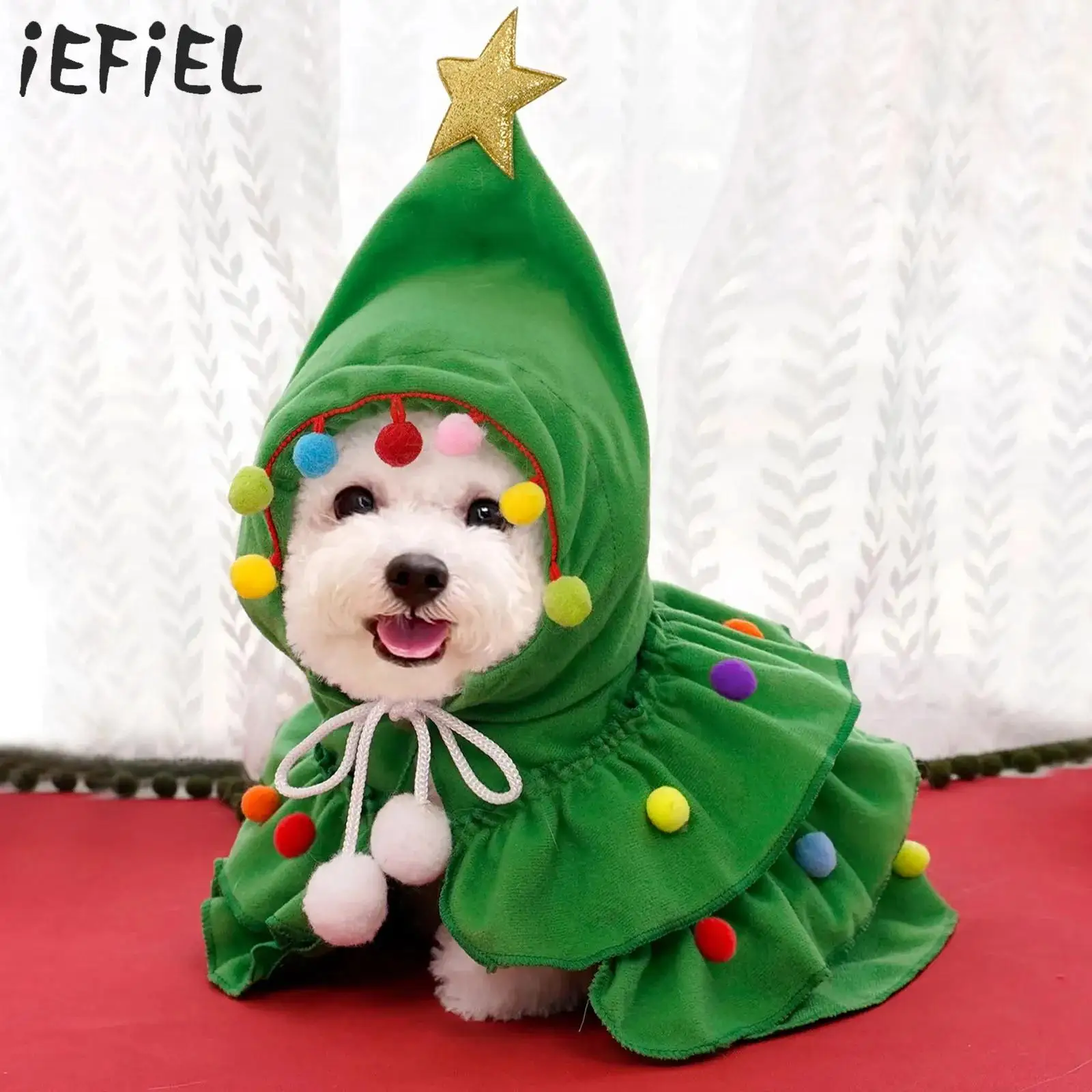 

Small Dogs Christmas Tree Clothes Xmas Party Holiday Dressing Up Pet Clothes Cute Santa Dog Costume Puppy Fun Cloak Outfit