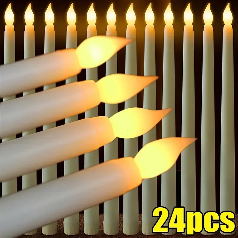 3D Taper Long-pole Candles Lights LED Flameless Pointed Candle Light Battery Electronic Tealight Wedding Christmas Party Decor