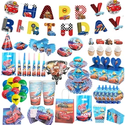 Disney Cars Lightning McQueen Boy's Birthday Party Balloon Decoration Disposable Tableware Background Banner Flag Baby Shower