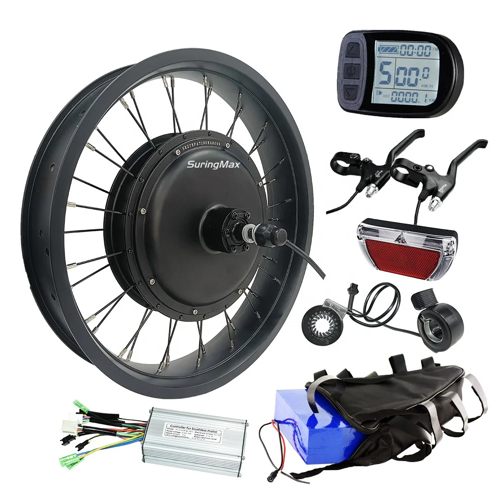 

48V Electricity Bicycle Rear Hub Motor Kt Controller 500w Fat Bike Wheels 20 Inch Rearwheel Fat Bike Conversion Kit with Battery