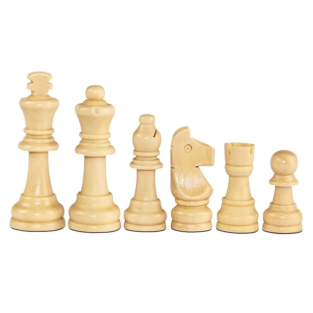 32PCS 2.2 in Wooden Chess Wooden with Protective Pads Word Chess Set Improve Intelligence International Chess Game