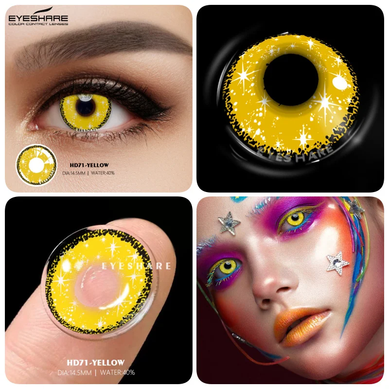 EYESHARE 1pair/2pcs Halloween Colorful Contact Lenses Anime Cosplay Eye Lenses Multicolored Lenses Yearly Cosmetic Eye Contacts