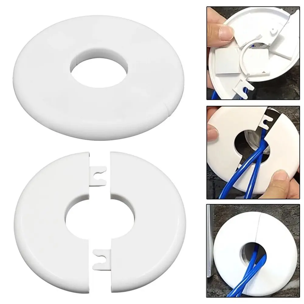 Splittable Wall Hole Decorative Cover Self-adhesive Round Wall Split Flange White Water Pipes Hole Cover Plumbing Floor Ceiling