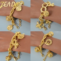 ZeaDear Chic Small Goldfish Bee Animal Charm Bracelets Hip Hop Link Chain Bracelet On Hand Luxury 18K Gold Color Women Jewelry