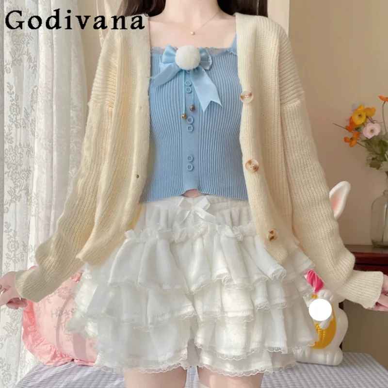 Japanese Sweet Girl Lolita Warm Jk Velvet Lace Cake Lantern Shorts Winter Elastic Waist Age Reduction Cute Bow Leisure Shortses