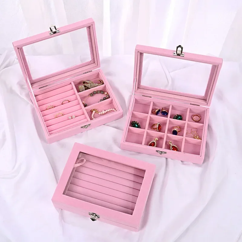 Jewelry Organizer Trays Adjustable Velvet Jewelry Box Tray Earring Organizer Necklace Storage Ring Bracelet Display Case