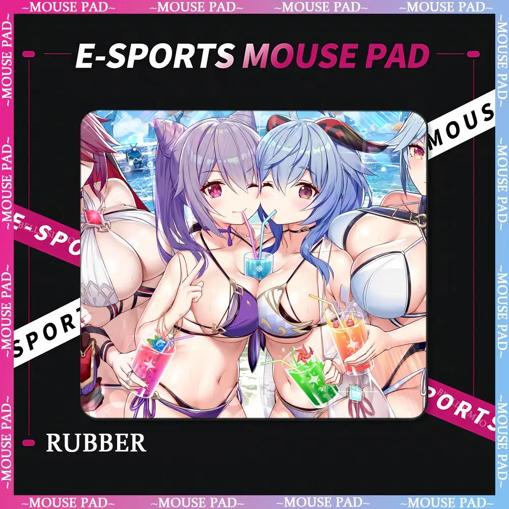 

G_Genshin Impact Anime Game Small MousePad Sexy Big Breast Gamer Accessories DeskPad Game Professional E-sports Rubber Mouse Pad