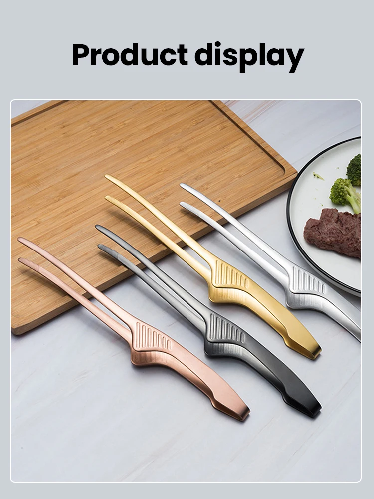 Korean Style Barbecue Food Chief Tongs Stainless Steel Steak Tip Clips BBQ Tweezers for Picnic Parties Wedding Versatile Tool