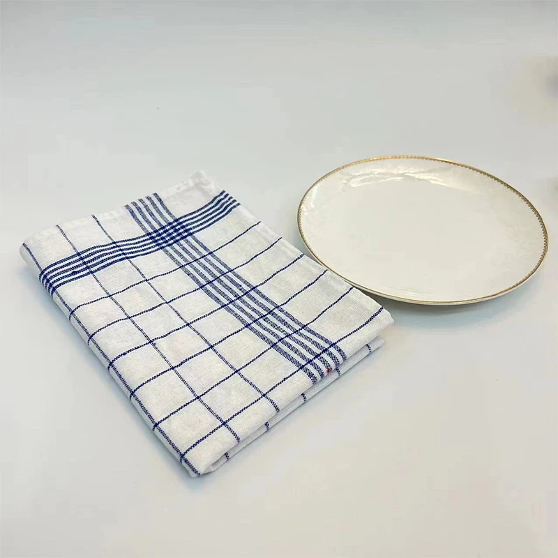 Checkered Striped Cloth Absorbent Kitchen Table Cleaning Cloth Scouring Pad Towel Household Cleaning Utensils