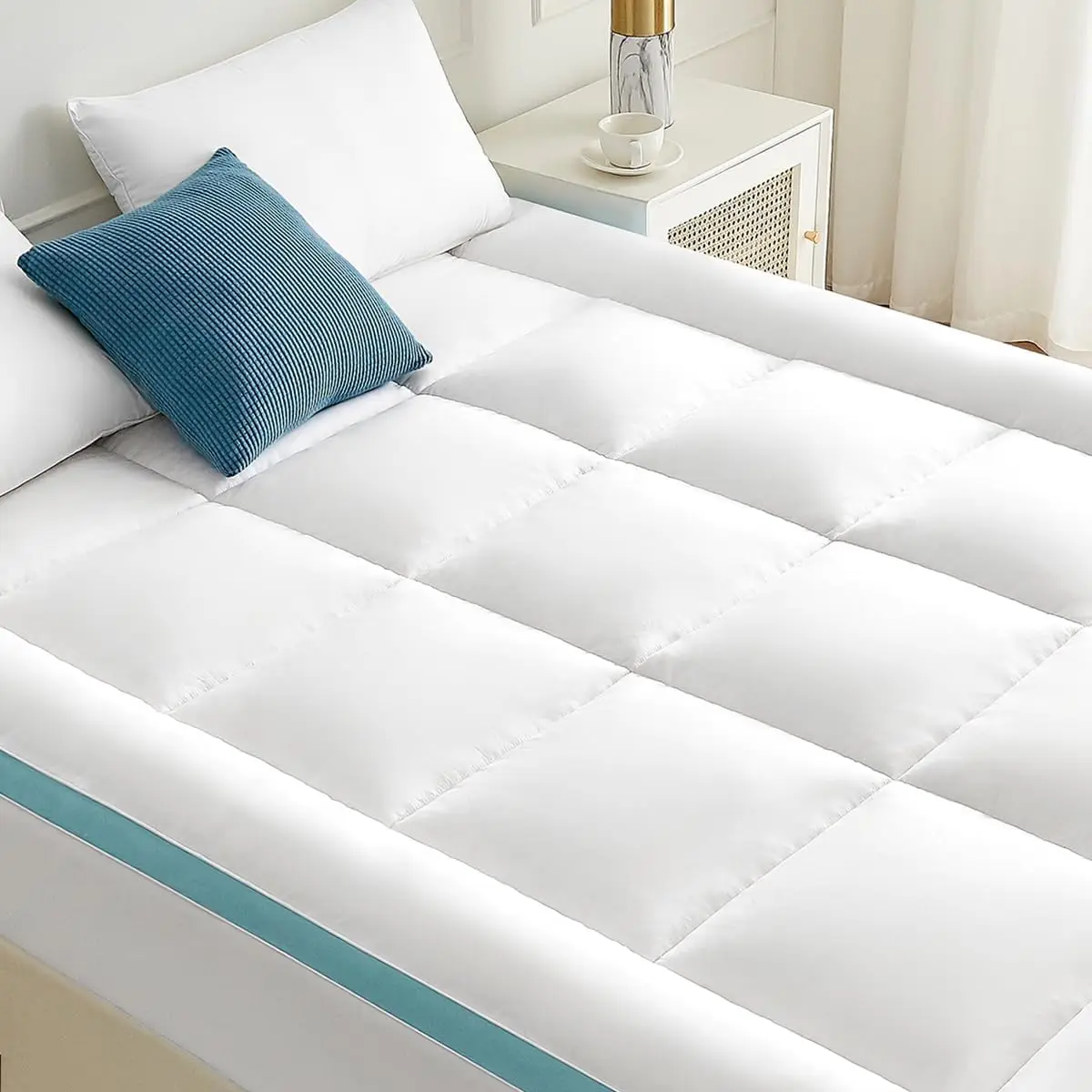 

Queen Mattr Topper, Plush Pillow Top Mattr Topper For Ba Pain Relief, Extra Thi Mattr Pad Deep Pockets For 8""-21"", Soft Down